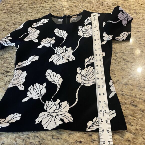 ADAM LIPPES XS Floral-print Short-sleeved Top In Black Designer Luxury Classic - Picture 10 of 10